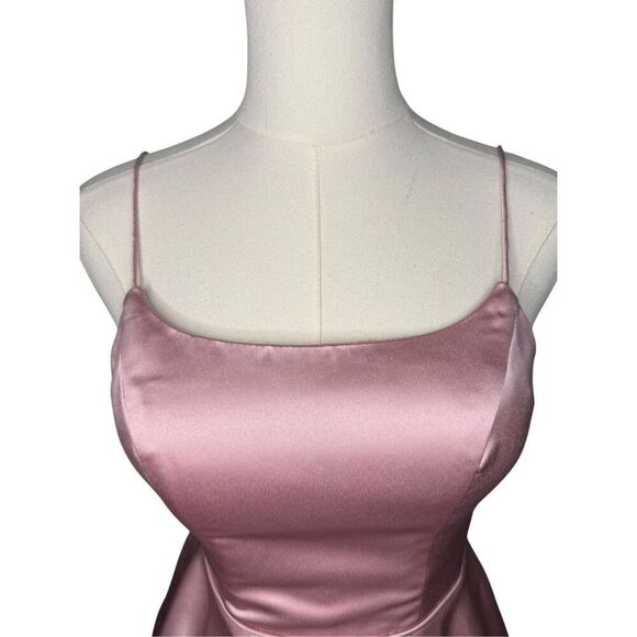 Stacees Women’s 0 A-Line Satin Homecoming Dress with Pockets Wisteria Pink NEW - Picture 4 of 10